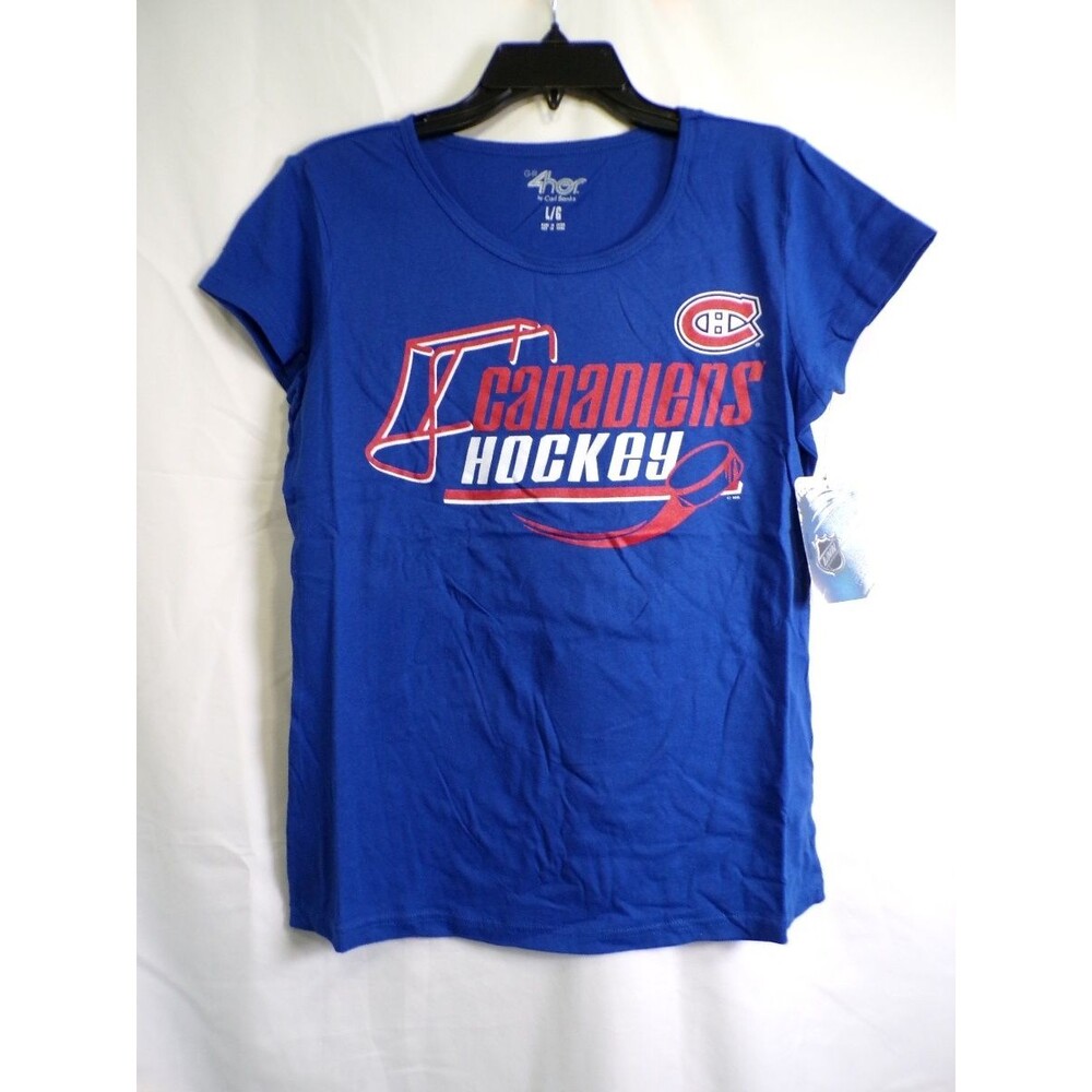 G-III 4Her by Carl Banks Women's Montreal Canadiens Hockey Blue Scoop T Shirt L